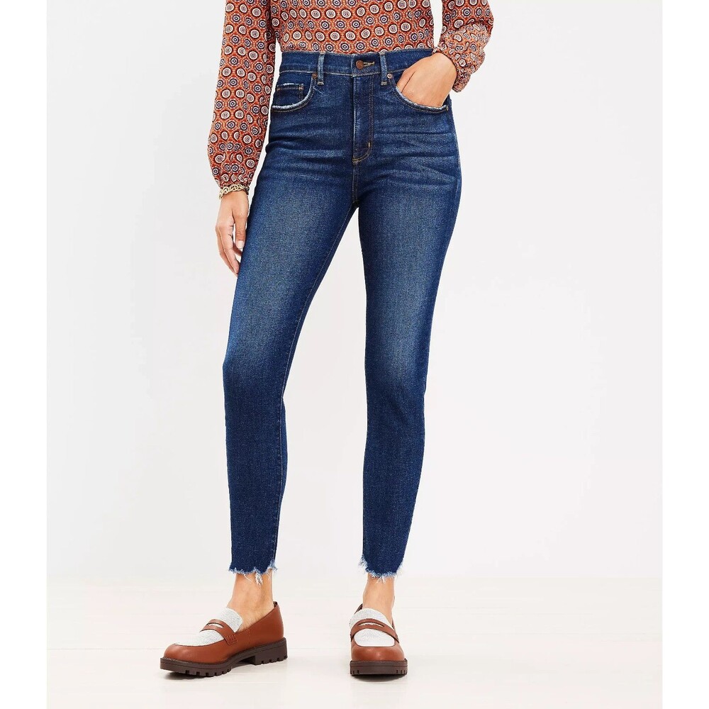LOFT Made and Loved Skinny Jeans Women's 27/4 Dark blue Mid Rise Dark Wash